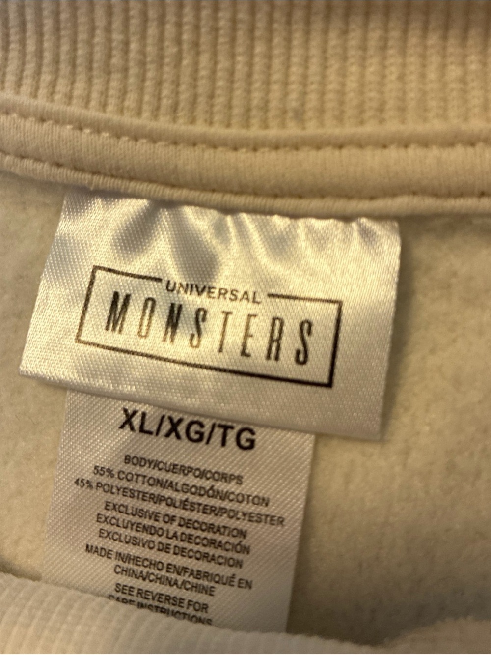 Women's Universal Monsters Graphic Sweatshirt Off-White Dracula Frankenstein XL - Picture 5 of 10